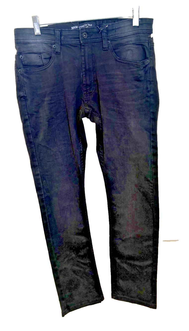 NEWKenneth Cole New York Jeans Mens 30x30 Black Wash Slim Fit Denim Casual Pants